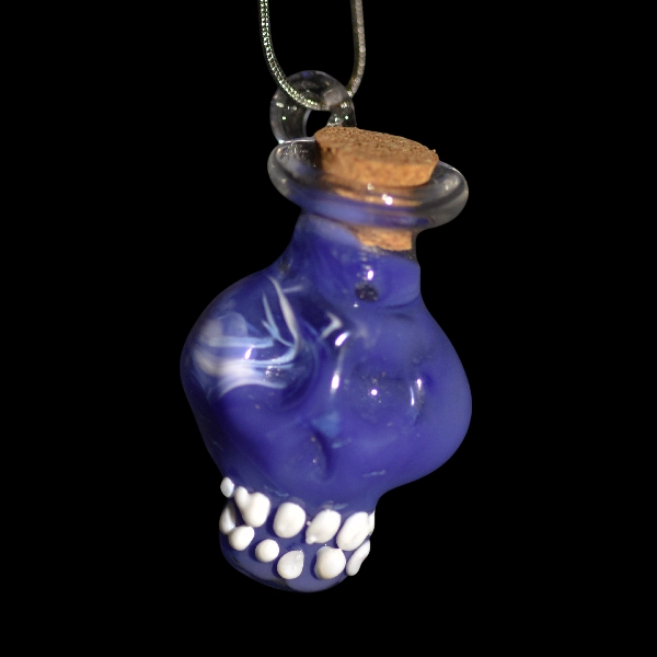 pendentif fiole skull blue