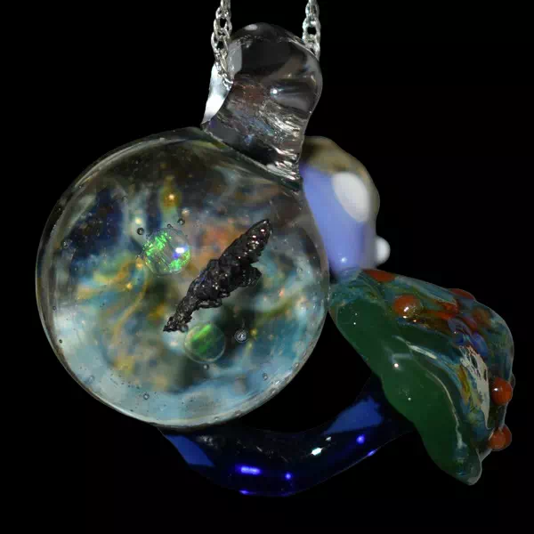 Pendentif en verre soufflé fait main - Galaxy Champignon 1