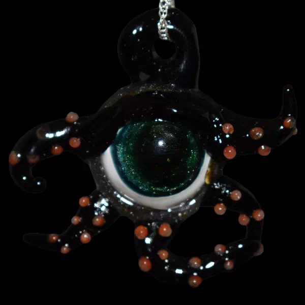Pendentif en verre soufflé fait main - œil tentacule 
