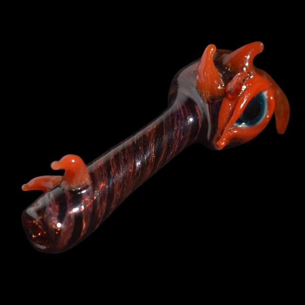 Pipe steamrollers en verre - modèle  Dragon rouge un oeil