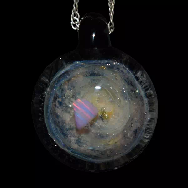 Pendentif en verre soufflé fait main - Blueish 