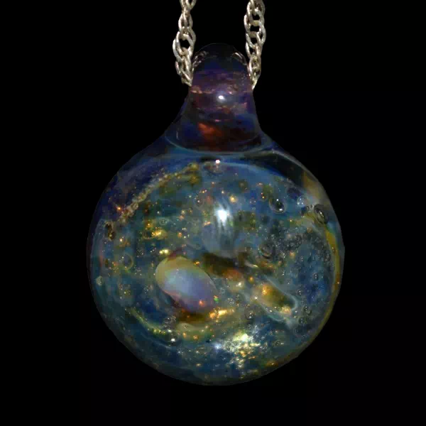 Pendentif en verre soufflé fait main - Golden goutte 