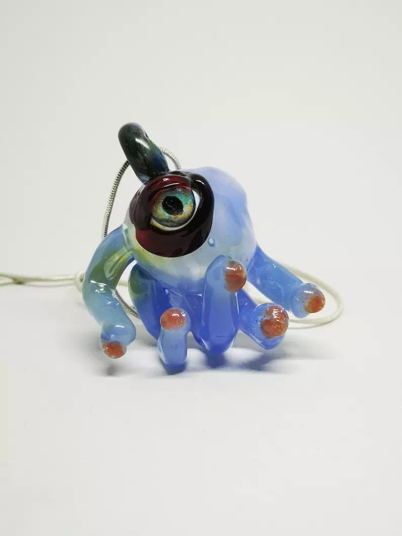 Pendentif en verre soufflé fait main - figurine main monstre