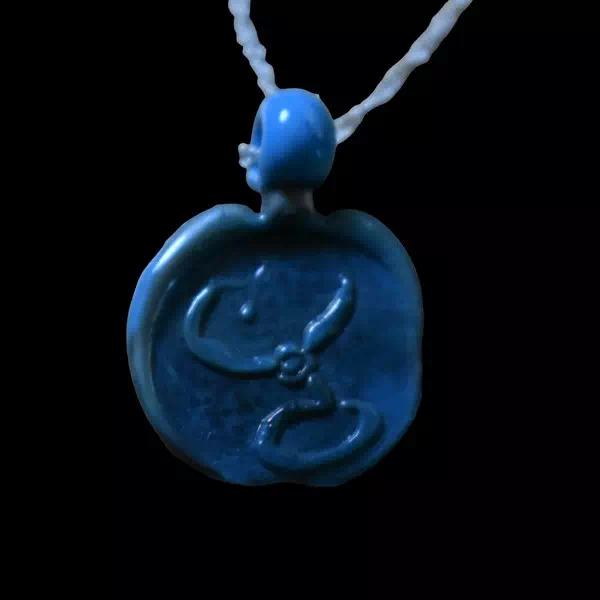 Pendentif en verre soufflé fait main - lovecraft sign jaune