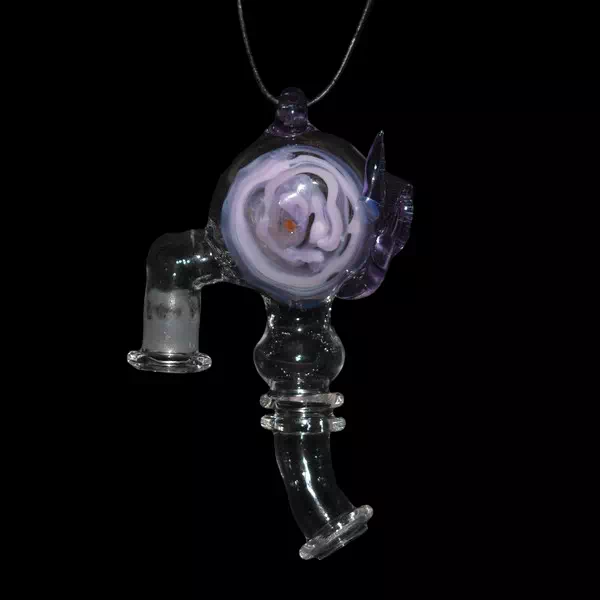 Bang en verre soufflé - modèle pendentif pink  - Type bang droit