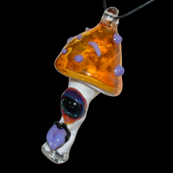 Pendentif en verre soufflé fait main - champignon langue