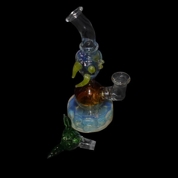 Bang en verre soufflé - modèle grem lins argent - Type bang droit