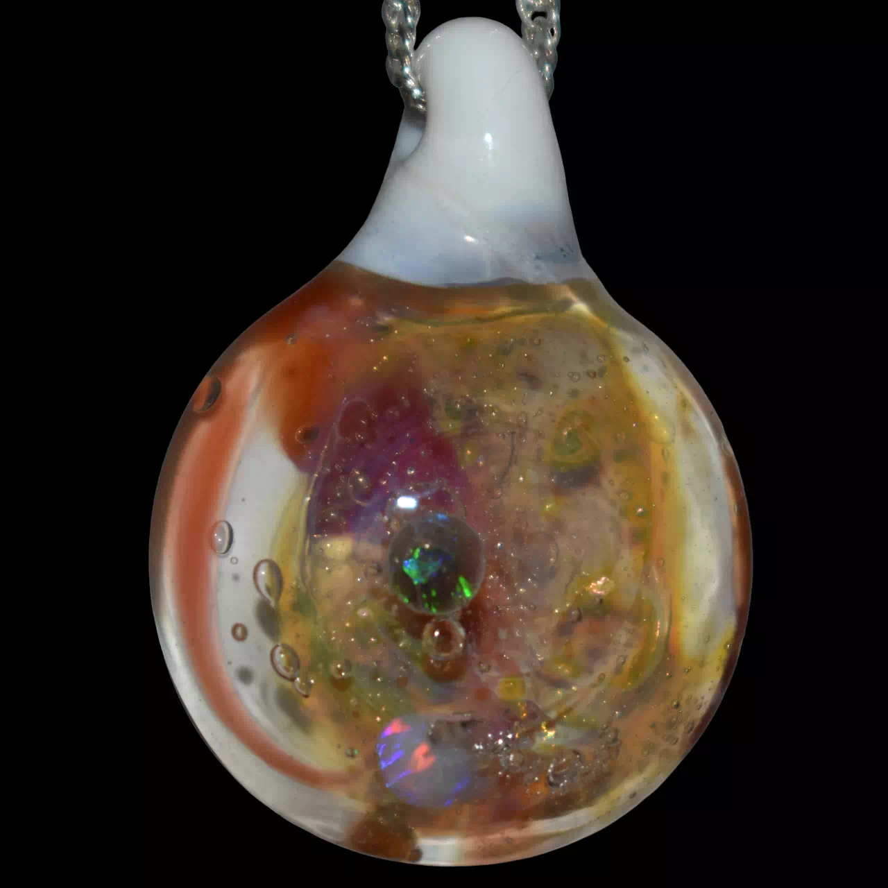Pendentif en verre soufflé fait main - Pink dream 