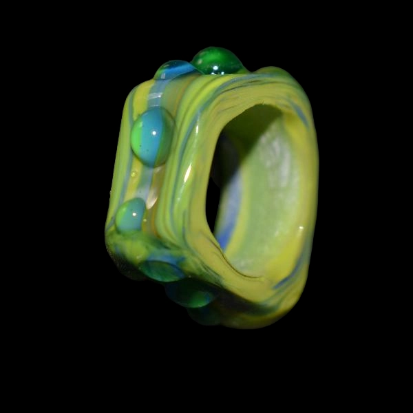 bague en verre soufflé de murano goutte et jardin