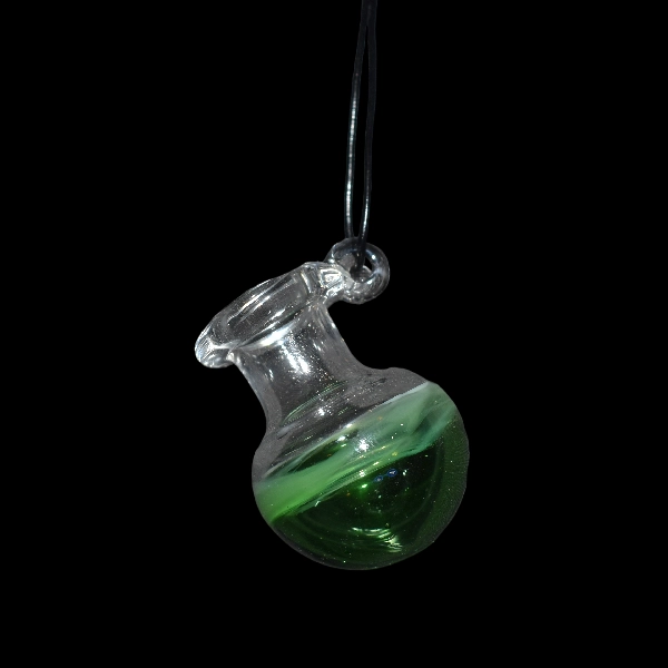 Pendentif en verre soufflé fait main - fiole verte