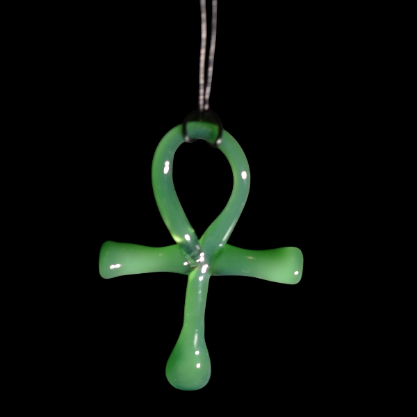 Pendentif en verre soufflé fait main - Ankh vert