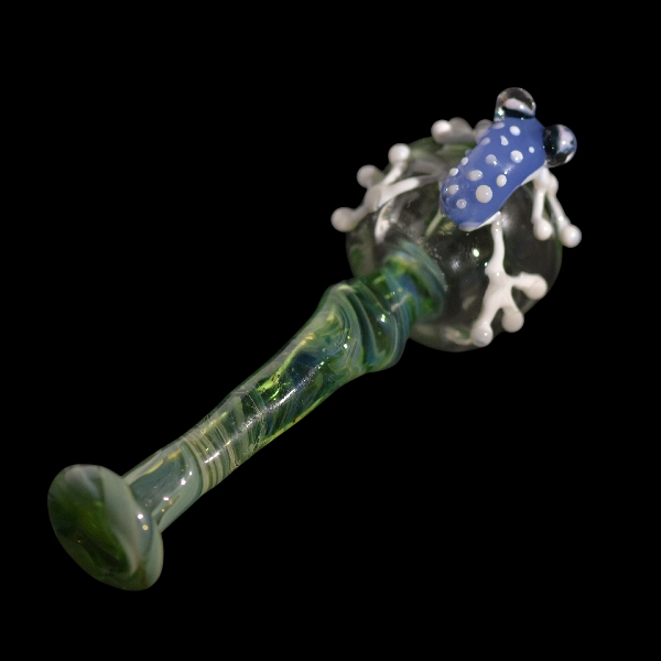 Pipe chillums en verre - modèle grenouille white blue