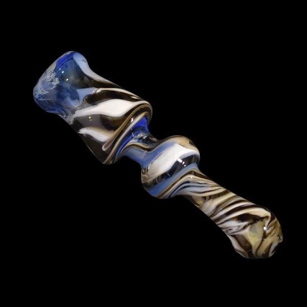 Pipe chillums en verre - modèle zébre bleu