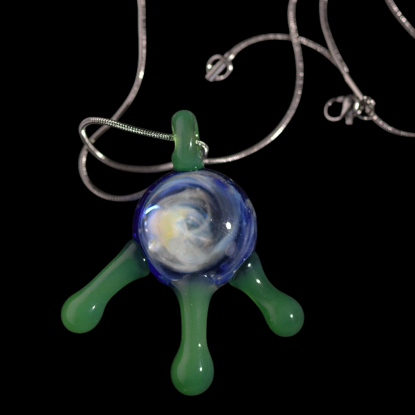 Pendentif en verre soufflé fait main - glue vague