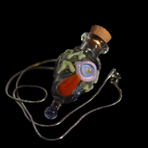 Pendentif en verre soufflé fait main - fiole oeil