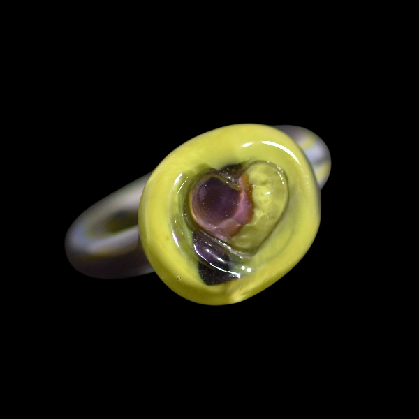 bague en verre soufflé de murano coeur dual