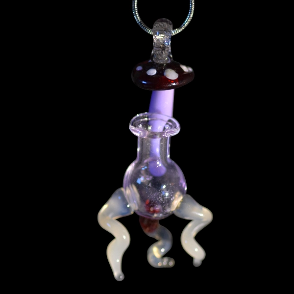 Pendentif en verre soufflé fait main - fiole amanite