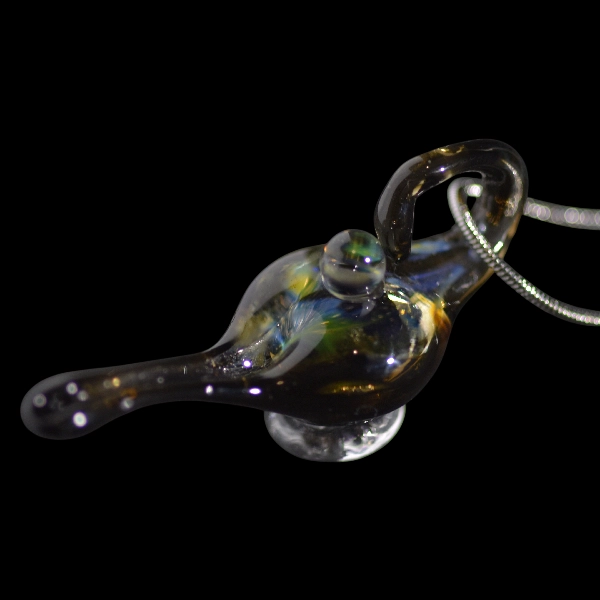 Pendentif en verre soufflé fait main - Aladdin space lampe