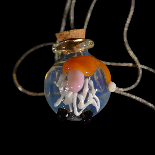 Pendentif en verre soufflé fait main - fiole gnome